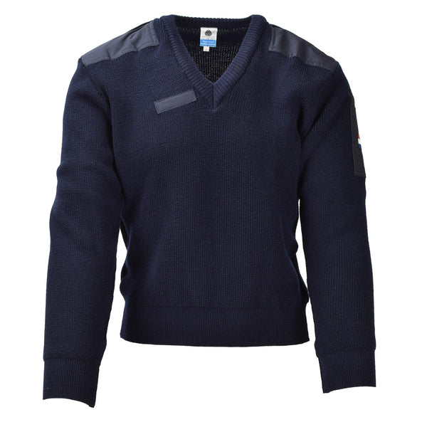 Original Dutch Military Blue Sweater Pullover Wool Bodywarmer Long Sleeve New