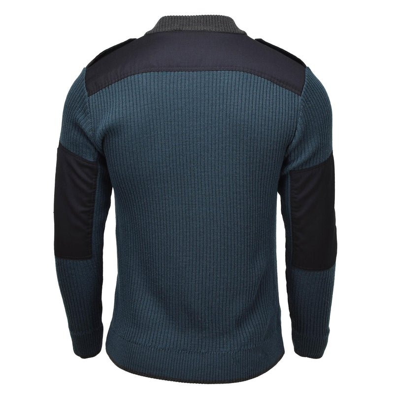 Äkta holländska militära pullover rib stickade kallt väder blå aktivt tröja tröja