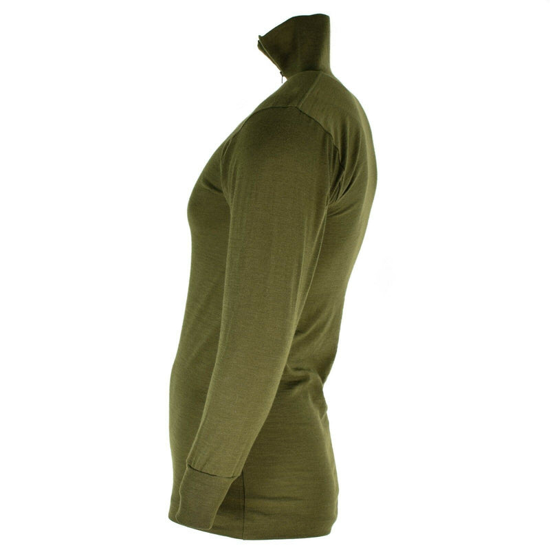 Original italiensk armé tricot skjorta blixtlås under tröja f1 termisk grön od ny