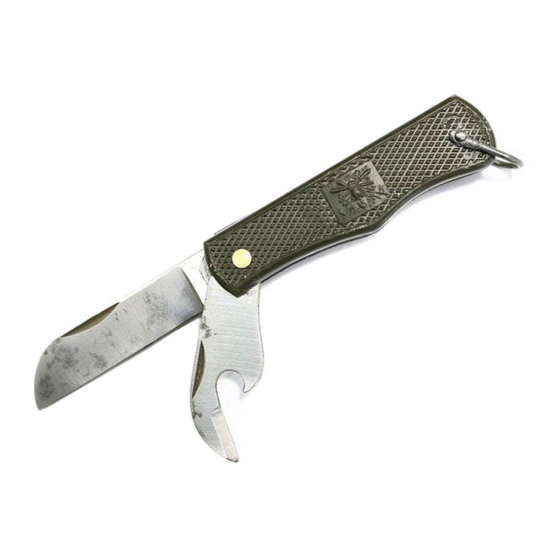 Original italiensk militärfickknivfoldning kan öppnare plasthandtag oliv