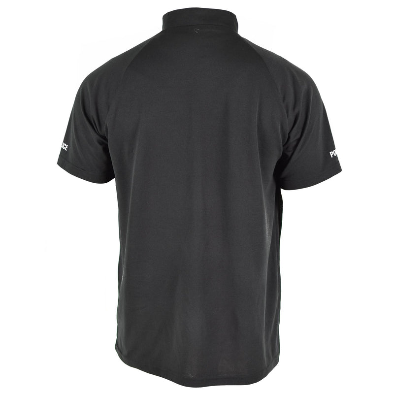 Äkta brittisk polis t-shirt svart andningsbar funktionell främre zip-skyddsskjorta