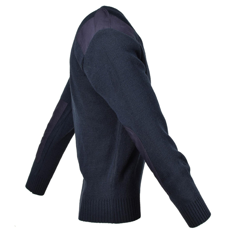 Original brittisk ex-police service pullover commando jumper blå v-hals tröja