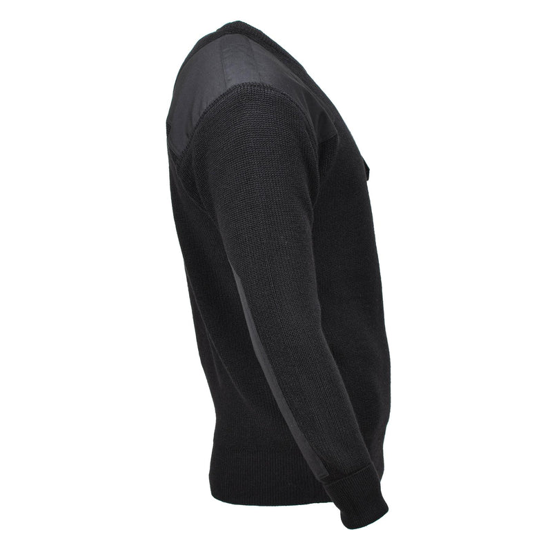 MFH Brand tröja Commando Jumper Rib Knit ull förstärda pullover svart ny