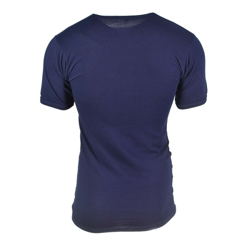 Äkta italienska armé marinen t-shirt blå bomullsskjorta korta ärmar militär ny