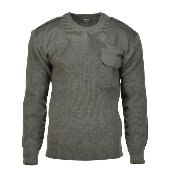 Mfh märke militär stil kommando pullover stock stitch stickad tröja oliv ny