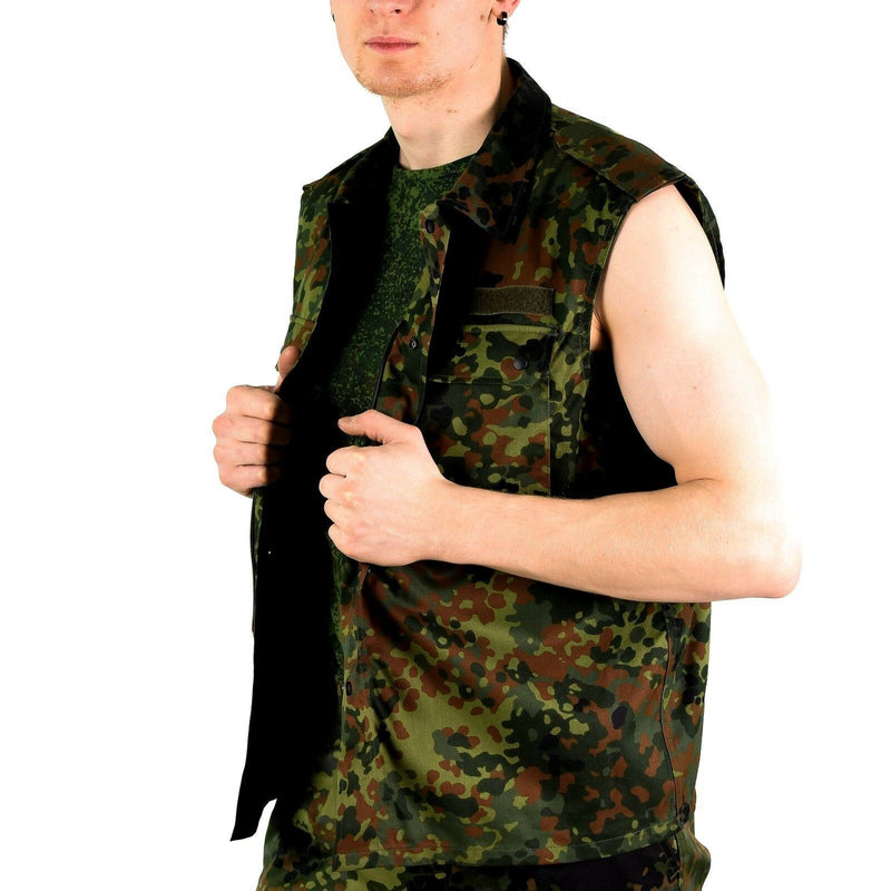 Original tysk armé väst dragkedja flecktarn camo taktisk strid bw armé fråga