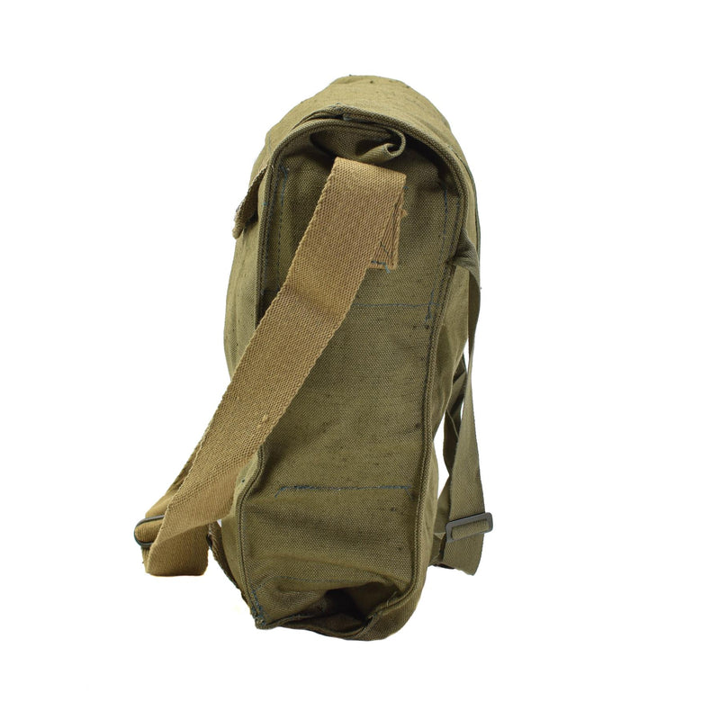 Original tjeckisk militär gasmask axelväska grön canvas vintage överskott nytt