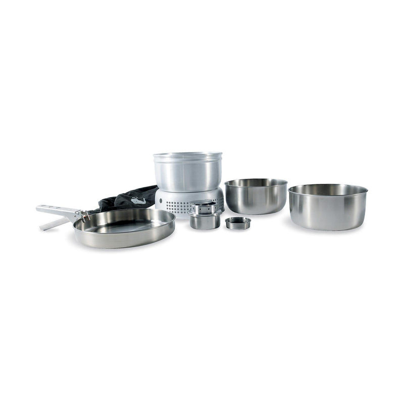 Tatonka Camping Cooking Spise Set rostfritt stålbrännare utomhus Compact Pot Pan Pan