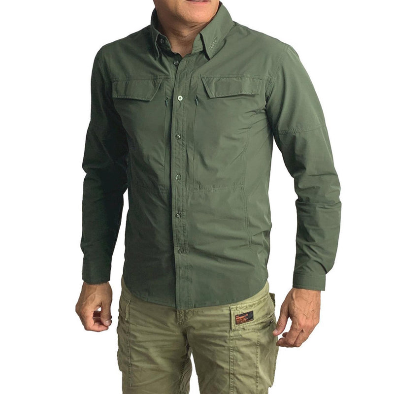 Texar Long-Sleeve Military Shirt Slim Fit Dålig plagg Klassiska armétröjor