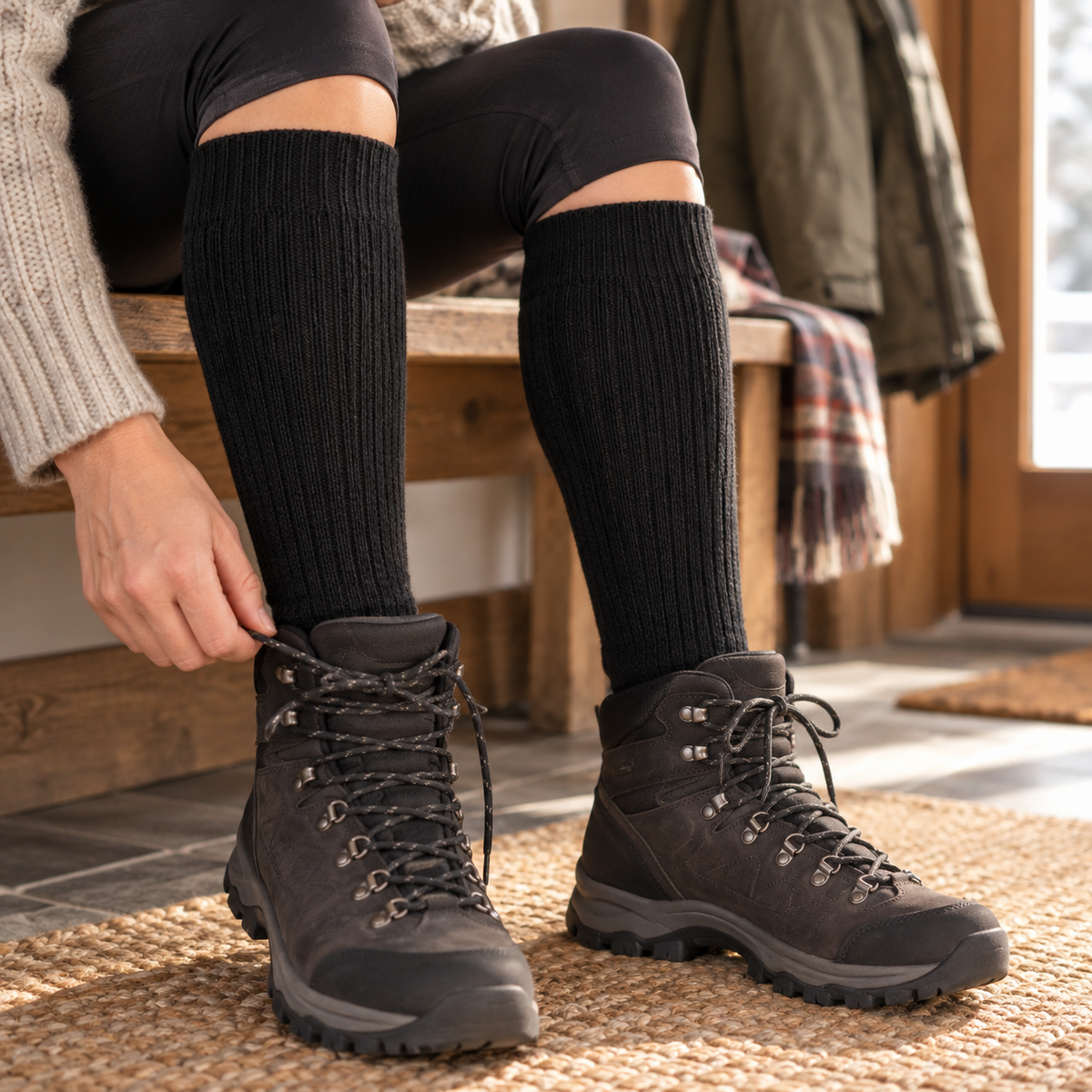 Original brittisk militär vinterstrumpor Warm Ribbed Knit EU 39–40 Black