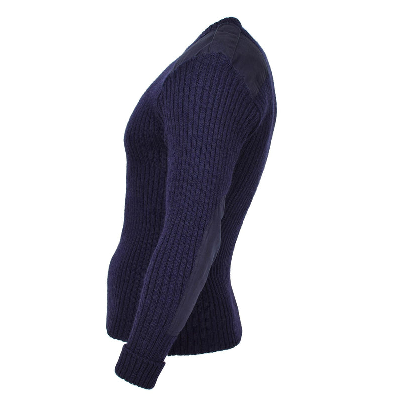 Äkta brittiska militärblå pullover bodywarmer ull jumper commando tröja