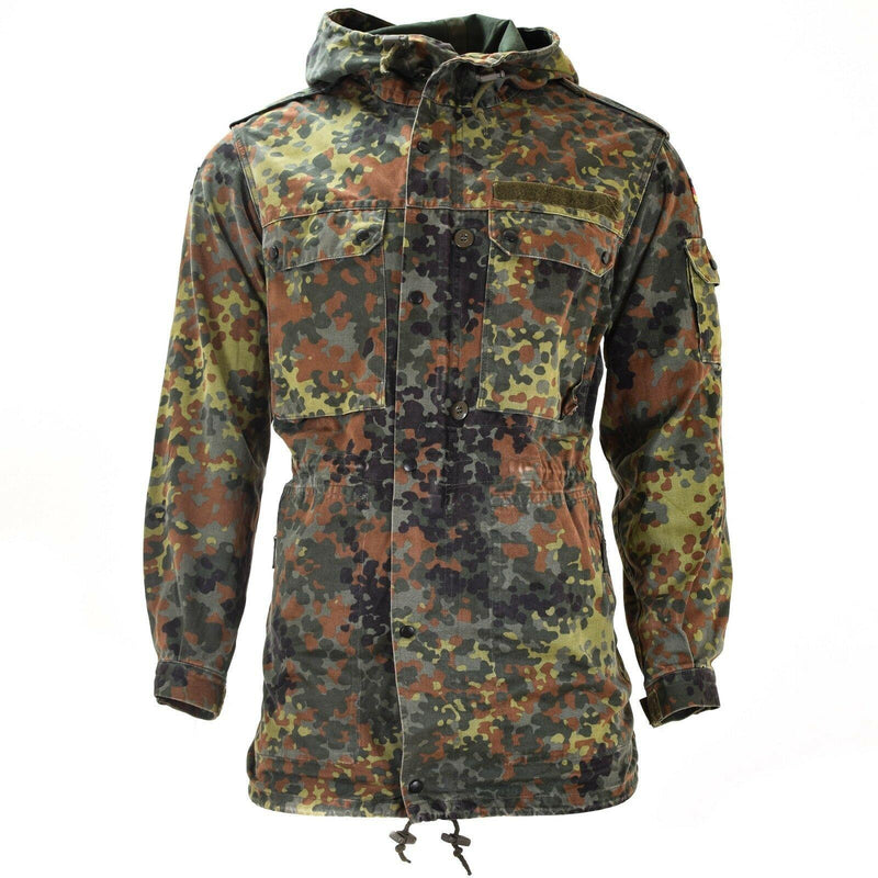 Original German Army Field Jacket Parka Militärutgåva Flecktarn Camo W Liner