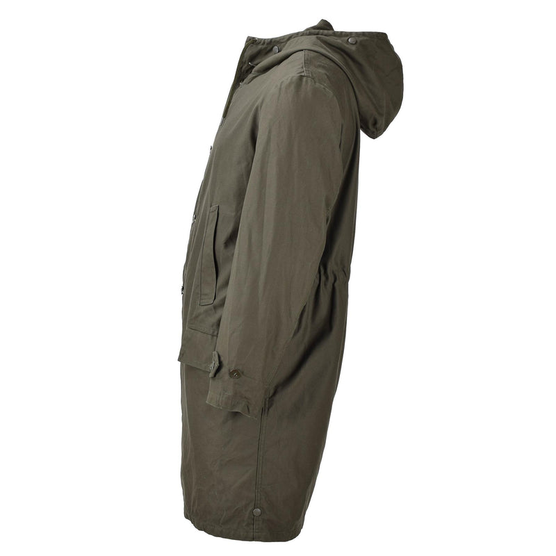Original tyska militären Long Parka Jacket Olive Hooded Field Coat Army Outdoor