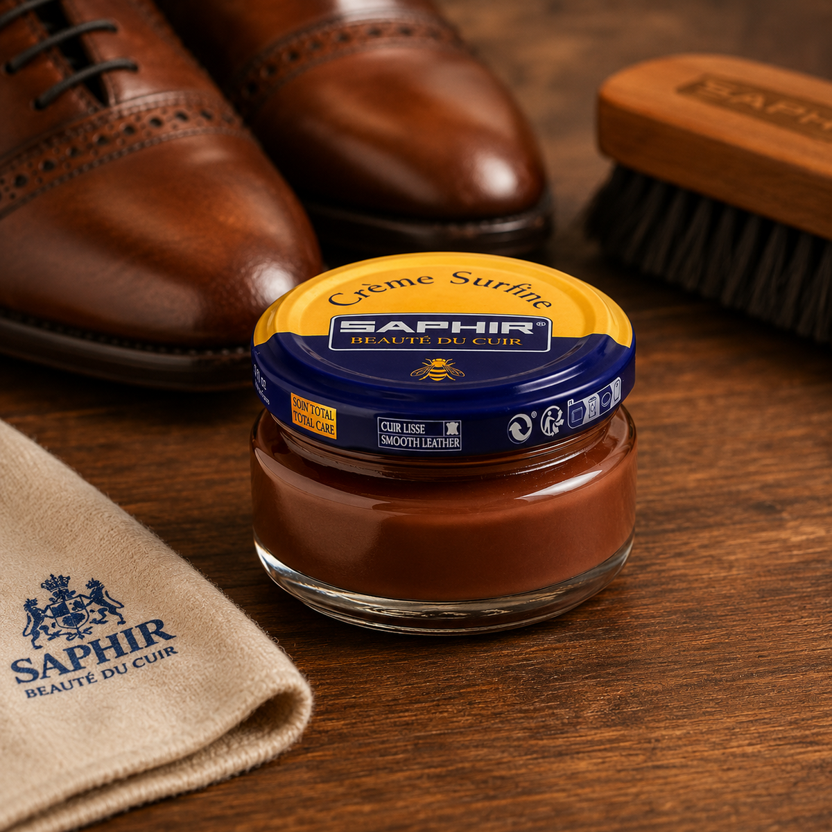 Saphir Creme Surfine Läder Skovård Smooth Leather Cream 50ml Brun