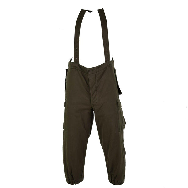 Original Österrikisk arméstridbyxor BIB Militär oliv OD övergripande med hängslen NYA