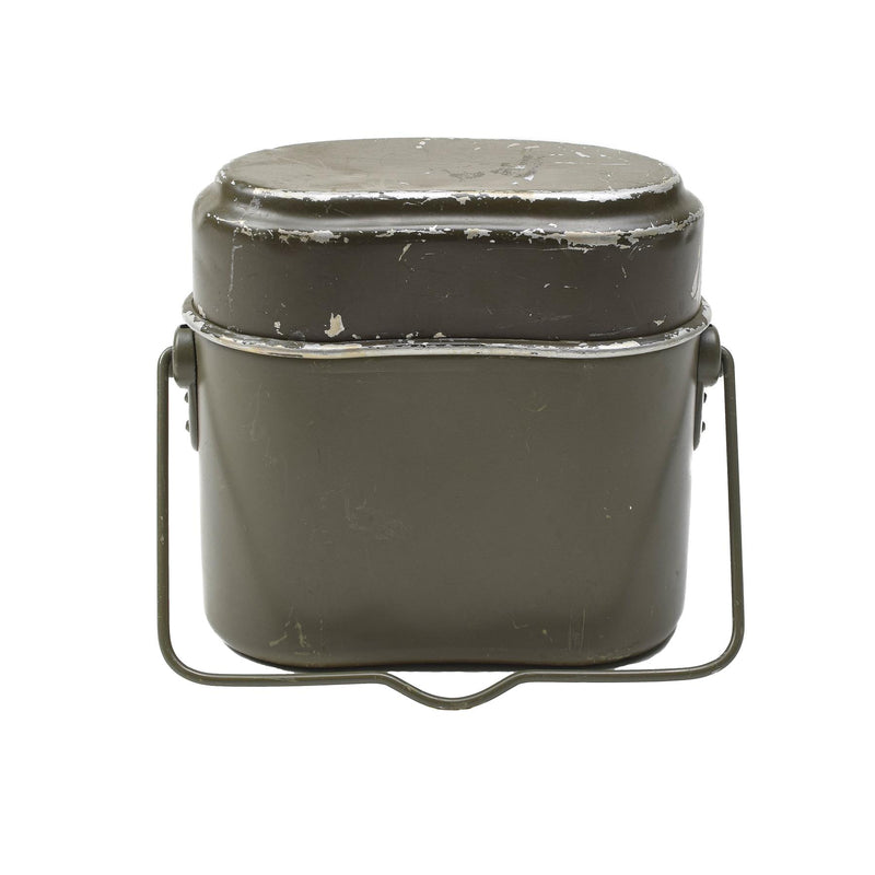 Original Österrikisk militär mess kit aluminium oliv vandring camping cookware set
