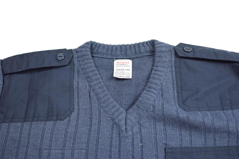 Original tjeckisk armétröja jumper m97 blå ull v-ringning militäröverskott nytt