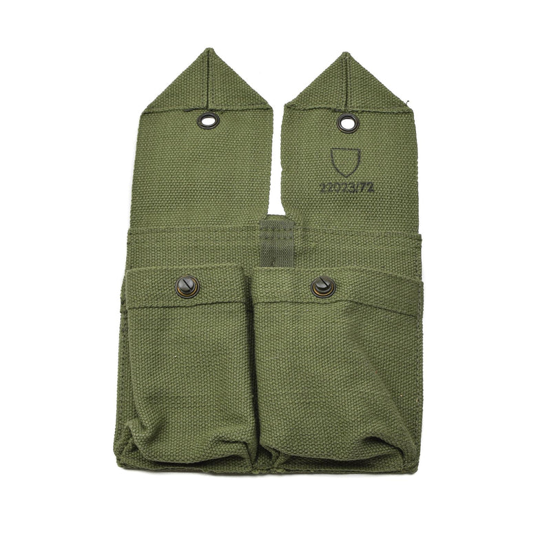 Original Norwegian Army Magazine Pouch Vintage Double Ammo Bag Green Canvas Ny