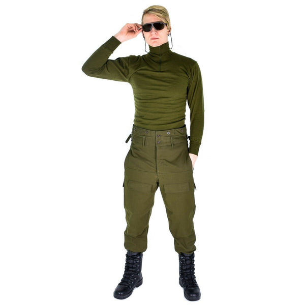 Original italiensk armé tricot skjorta blixtlås under tröja f1 termisk grön od ny