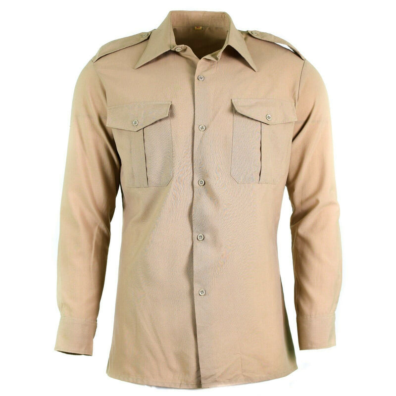 Äkta franska arméskjorta trötthet död stock chino khaki militär poly ull ny