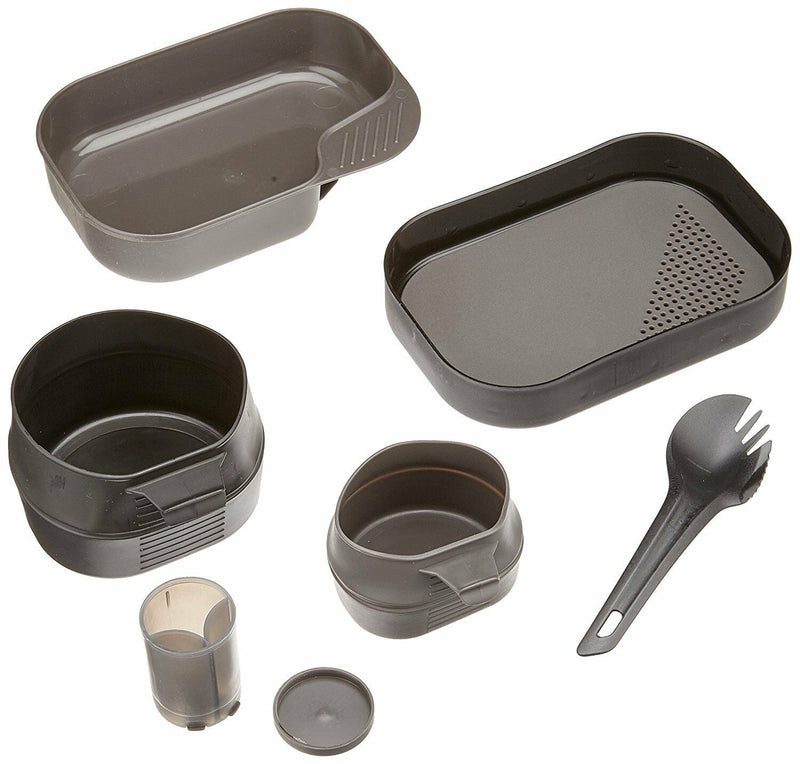 Brand Swedish Wildo Camp A Box Olive Green Camping Kit Plates Cups Spork Outdoor