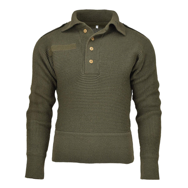 Original Österrikisk militär tröja armerade armbågar Blouson Rib Knit Pullover