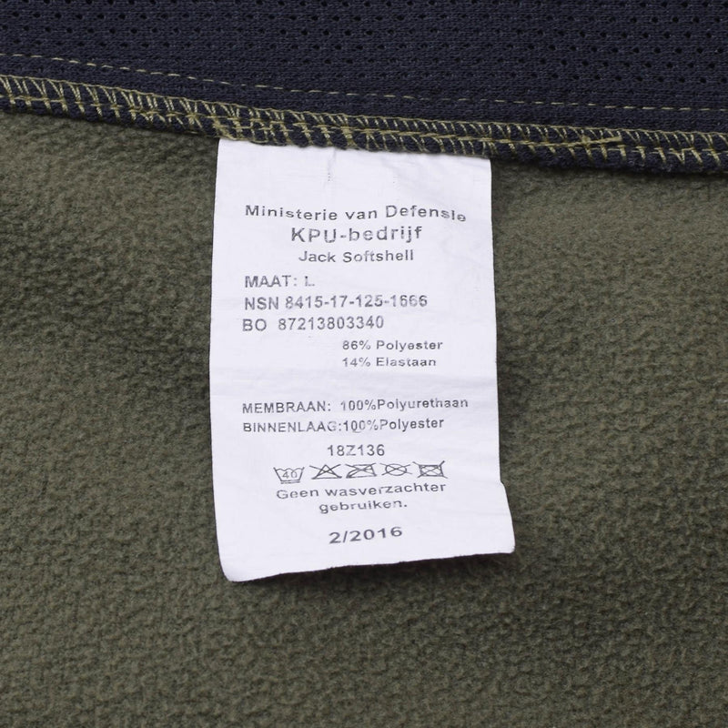 Original Dutch Military Soft Shell Jacket dragkedja fickfickor ventilerade armhålor oliv