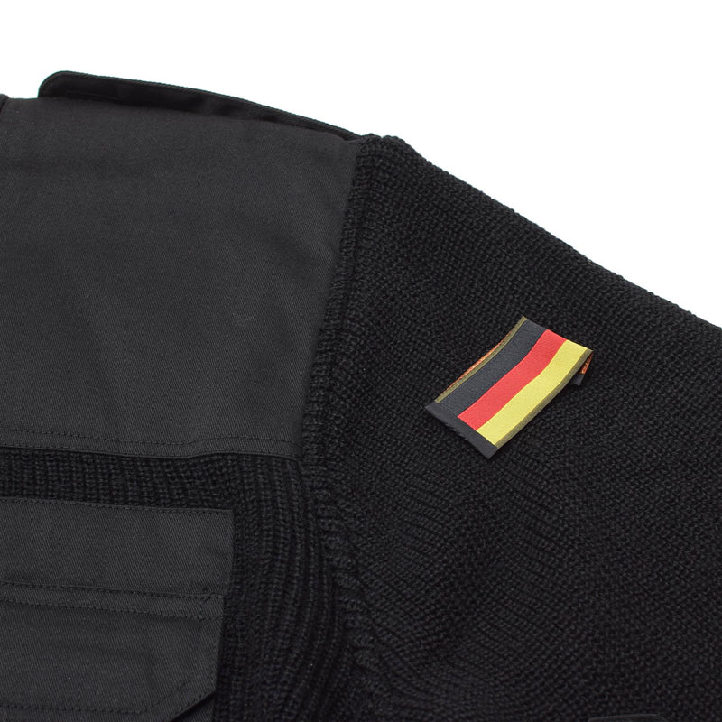 MFH Brand tröja Commando Jumper Rib Knit ull förstärda pullover svart ny