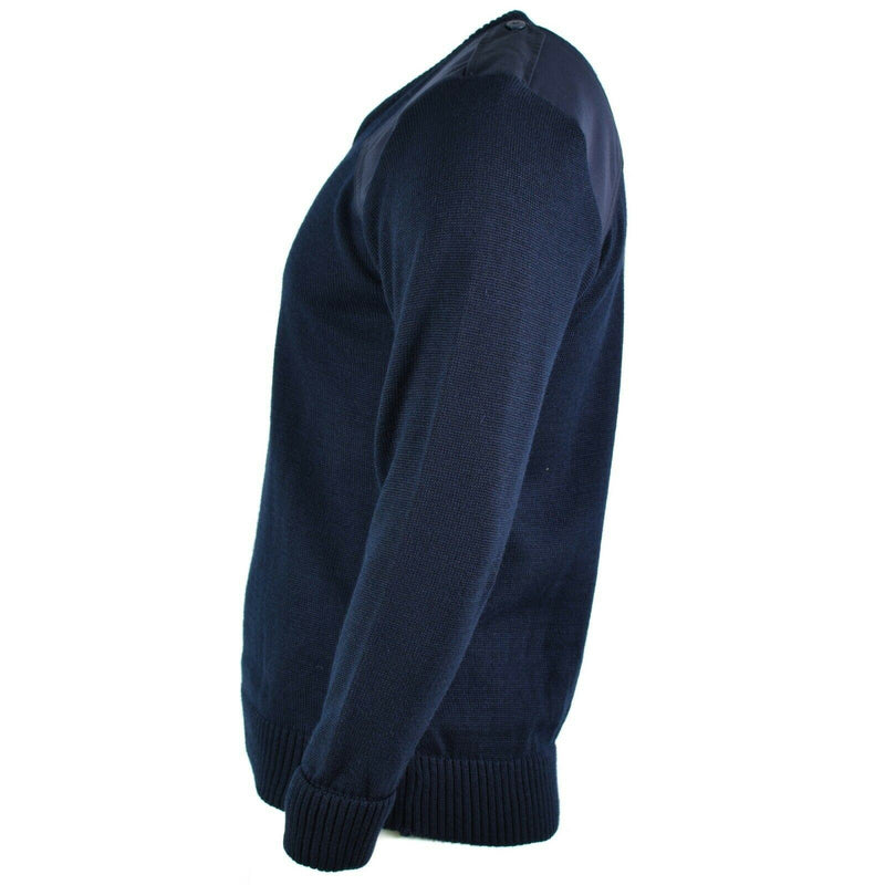 Original British Army Police Pullover Commando Jumper Blue V-hals tröja