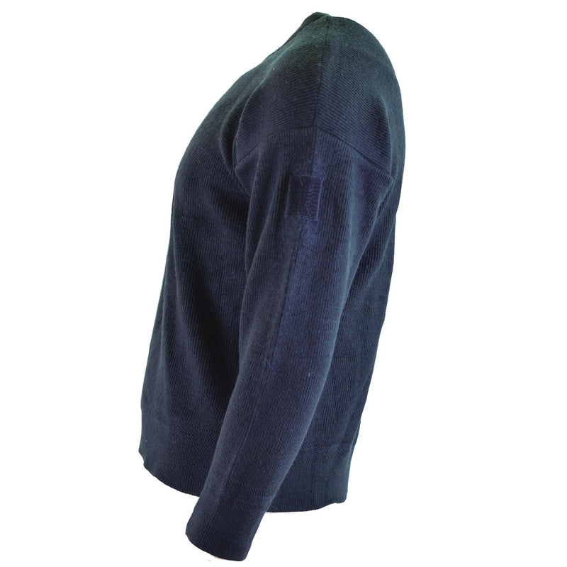 Äkta franska arméns pullover blå kommando jumper militär tröja rund hals