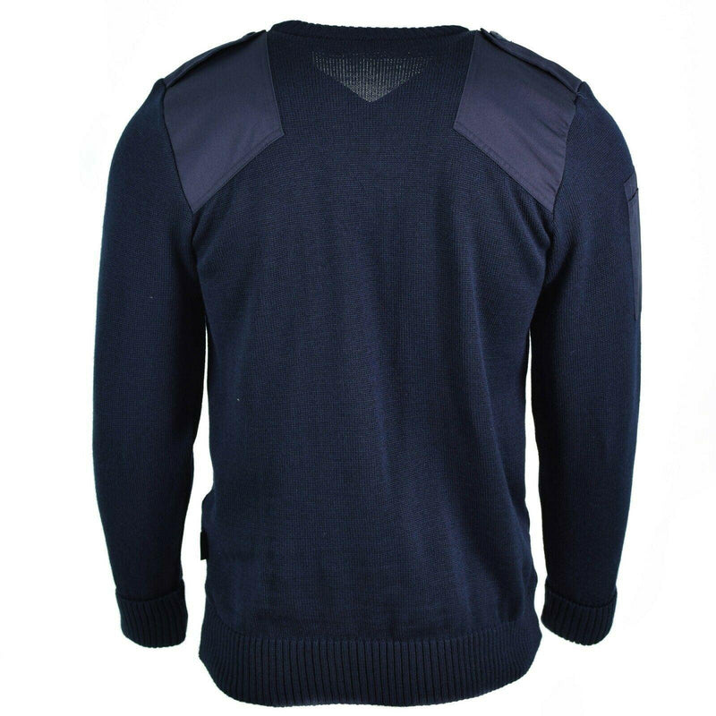 Äkta brittisk tröja armépolisens pullover commando jumper blå v-halsmän nya
