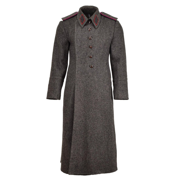 Original bulgarisk militär grå kappa ull överrock tung vinter lång shinel