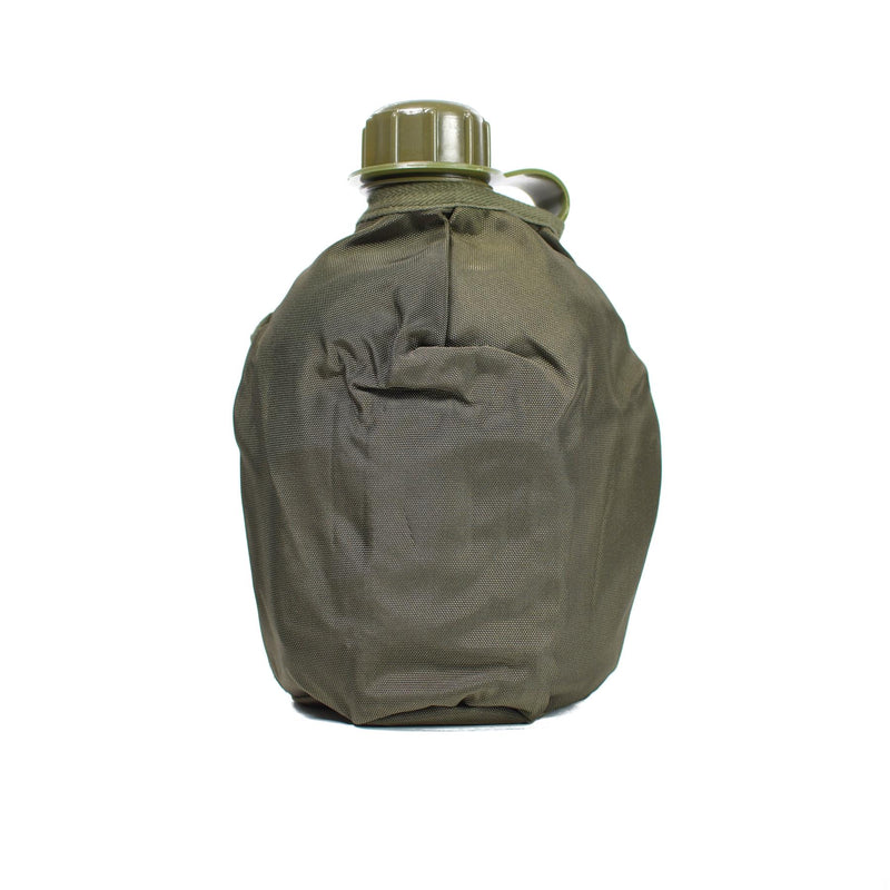 Original Österrikisk armé dricka kolv med kopppåse od 1 liter kantin ny