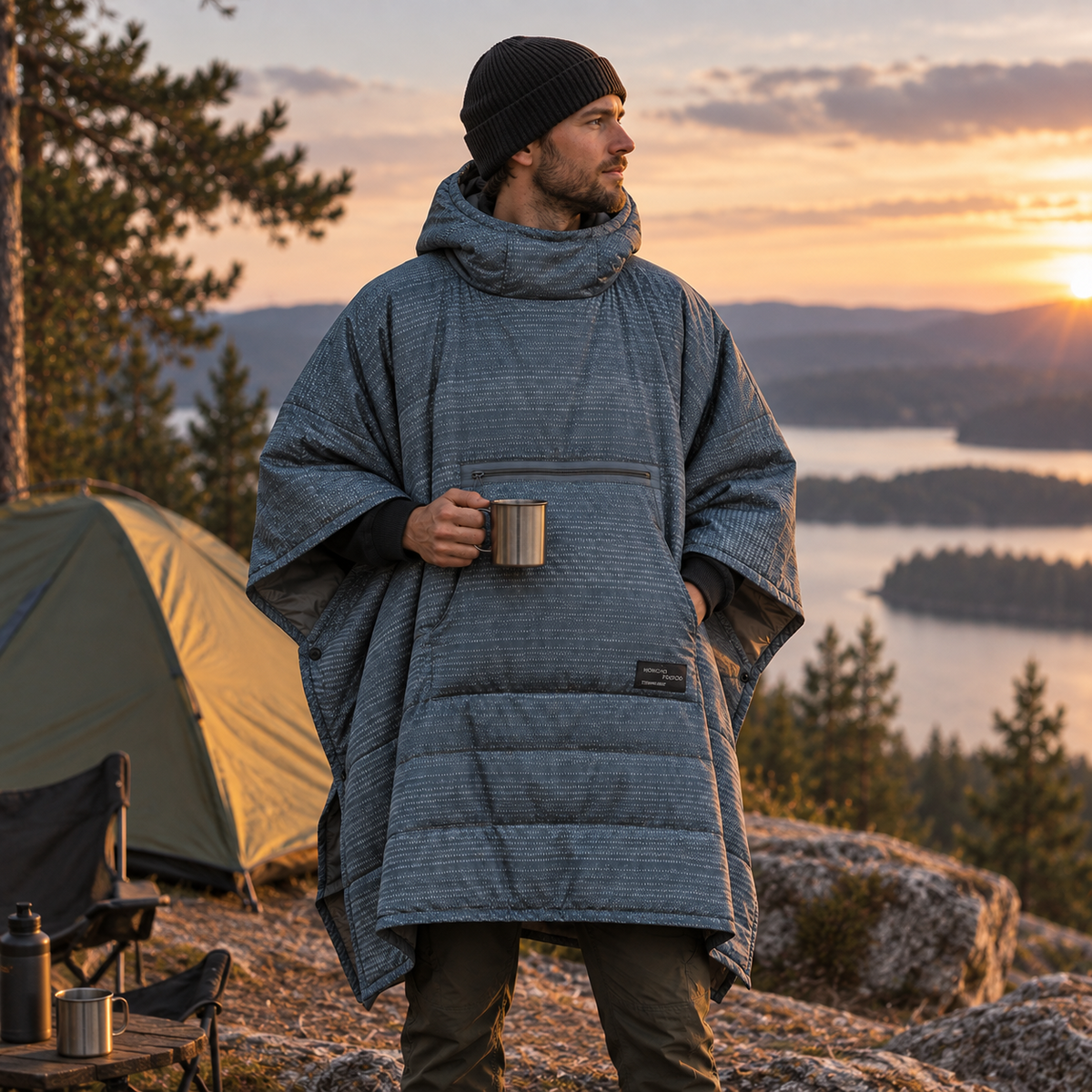 Therm-a-Rest Honcho Poncho Isolerad Campingfilt Vattentät Svart