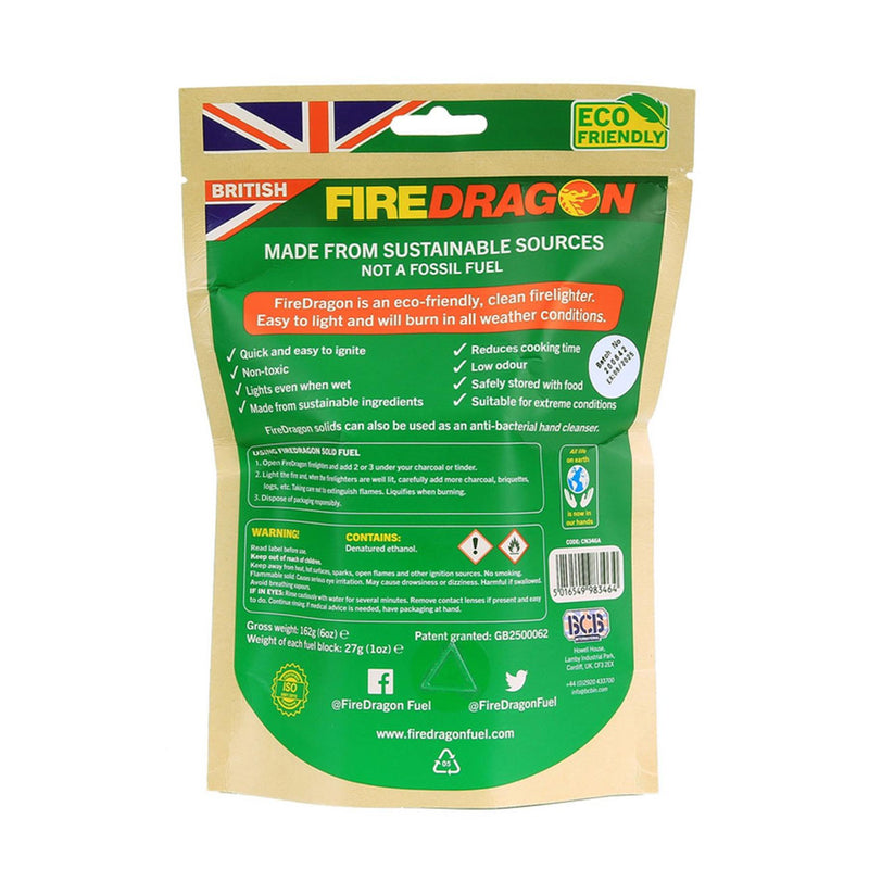 BCB FIREDRAGON SOLID FUEL Blocks Backpacking Camping Fuel 6 Pieces Firestarter