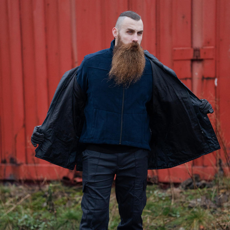 Äkta tyska armépolisen blå fleece jacka varm tröja kallt väder nytt