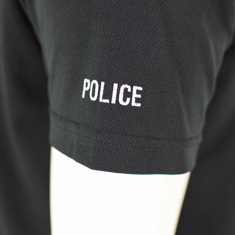 Äkta brittisk polis t-shirt svart andningsbar funktionell främre zip-skyddsskjorta