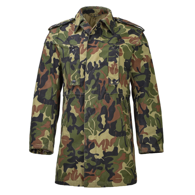 Original rumänska militär parka m93 camo blad huva långjacka taktisk ny