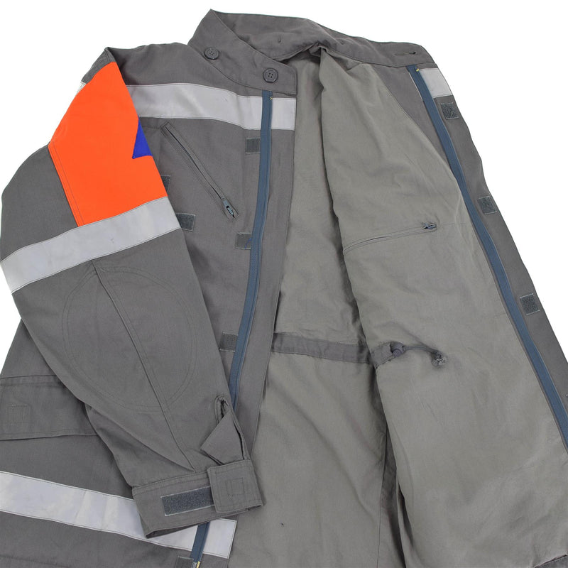 Original tjeckisk arméjacka CZ Civil Defense Grey Field Surplus Reflective Band