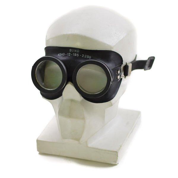 Äkta tyska arméskyddsglasögon bw svart auer ansiktsmasköverskott nytt