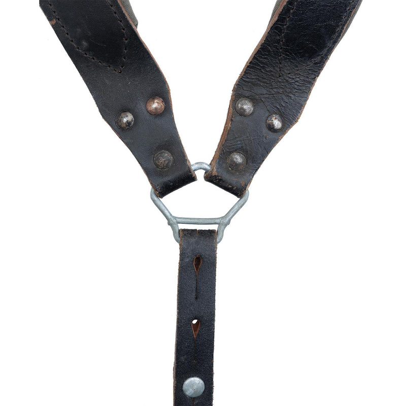Original Österrikisk armé y-rems hängslen äkta läder vintage militäröverskott