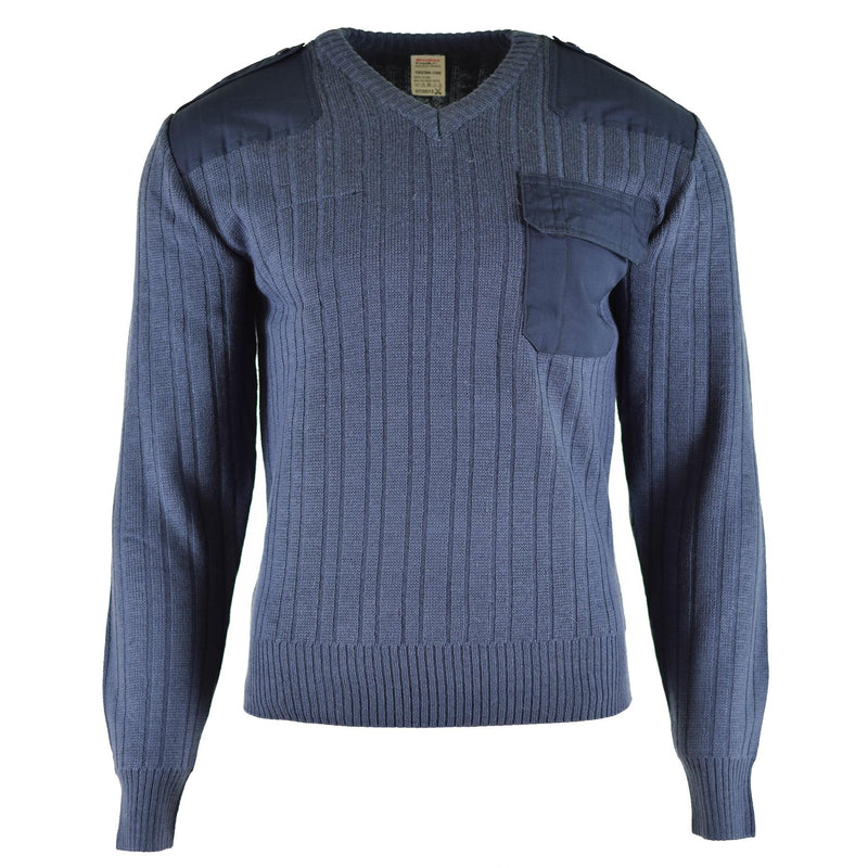 Original tjeckisk armétröja jumper m97 blå ull v-ringning militäröverskott nytt