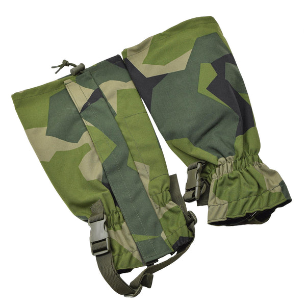 TACGEAR GAITERS Vattentäta svenska armé M90 Splinter Camo Metal Hooks En storlek