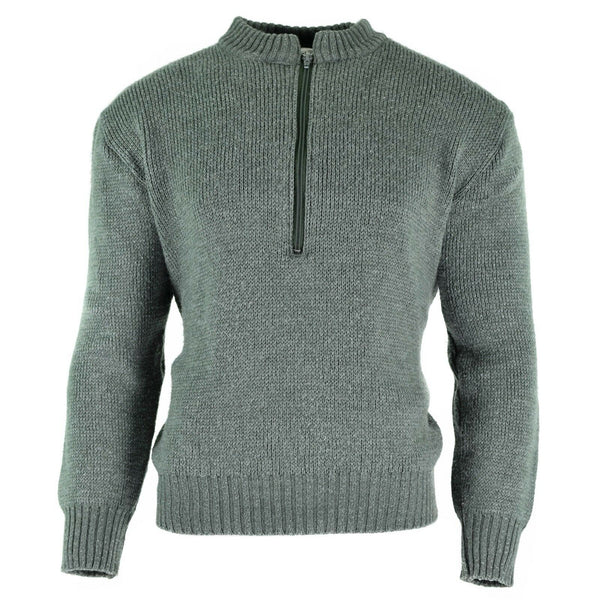 Original Swiss Army Pullover M74 Jumper Grey Virgin Wool tröja med dragkedja