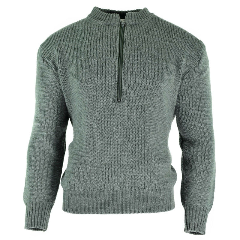 Original Swiss Army Pullover M74 Jumper Grey Virgin Wool tröja med dragkedja