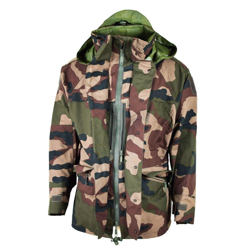 Äkine French Army Waterproof Trilaminate Jacket Camo Goretex Hooded Rain Parka