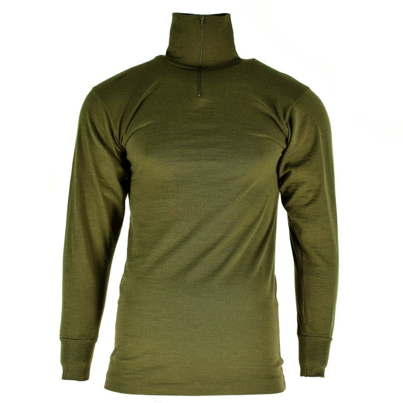 Original italiensk armé tricot skjorta blixtlås under tröja f1 termisk grön od ny