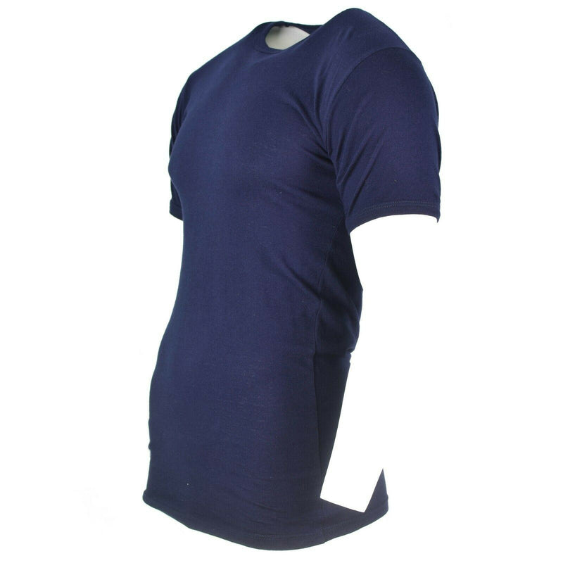 Äkta italienska armé marinen t-shirt blå bomullsskjorta korta ärmar militär ny