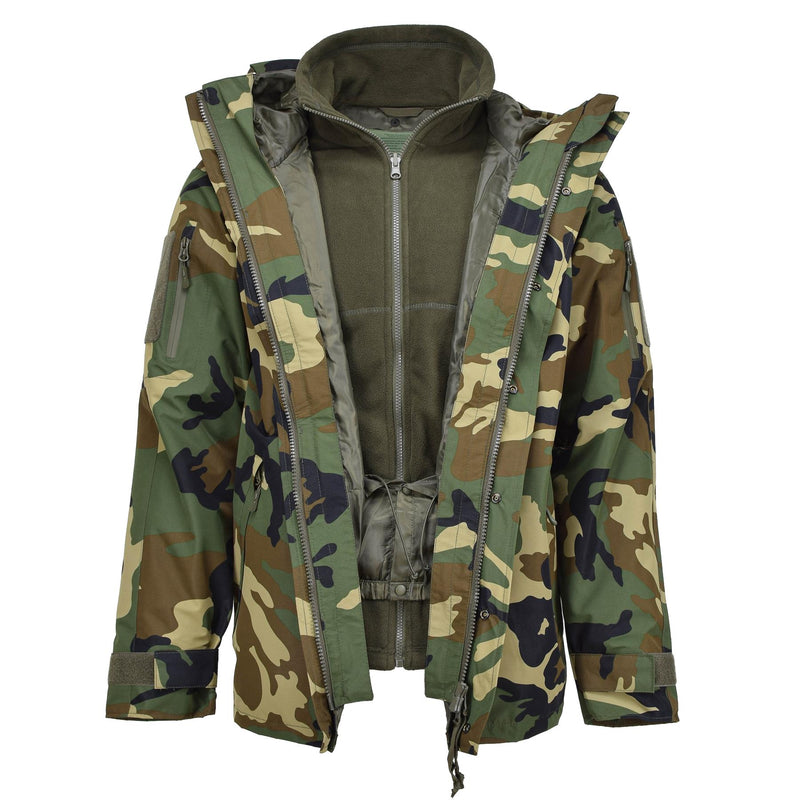 Mil-tec militär stil gen II fodrad vinterjacka skogskamo mjuk skal parka