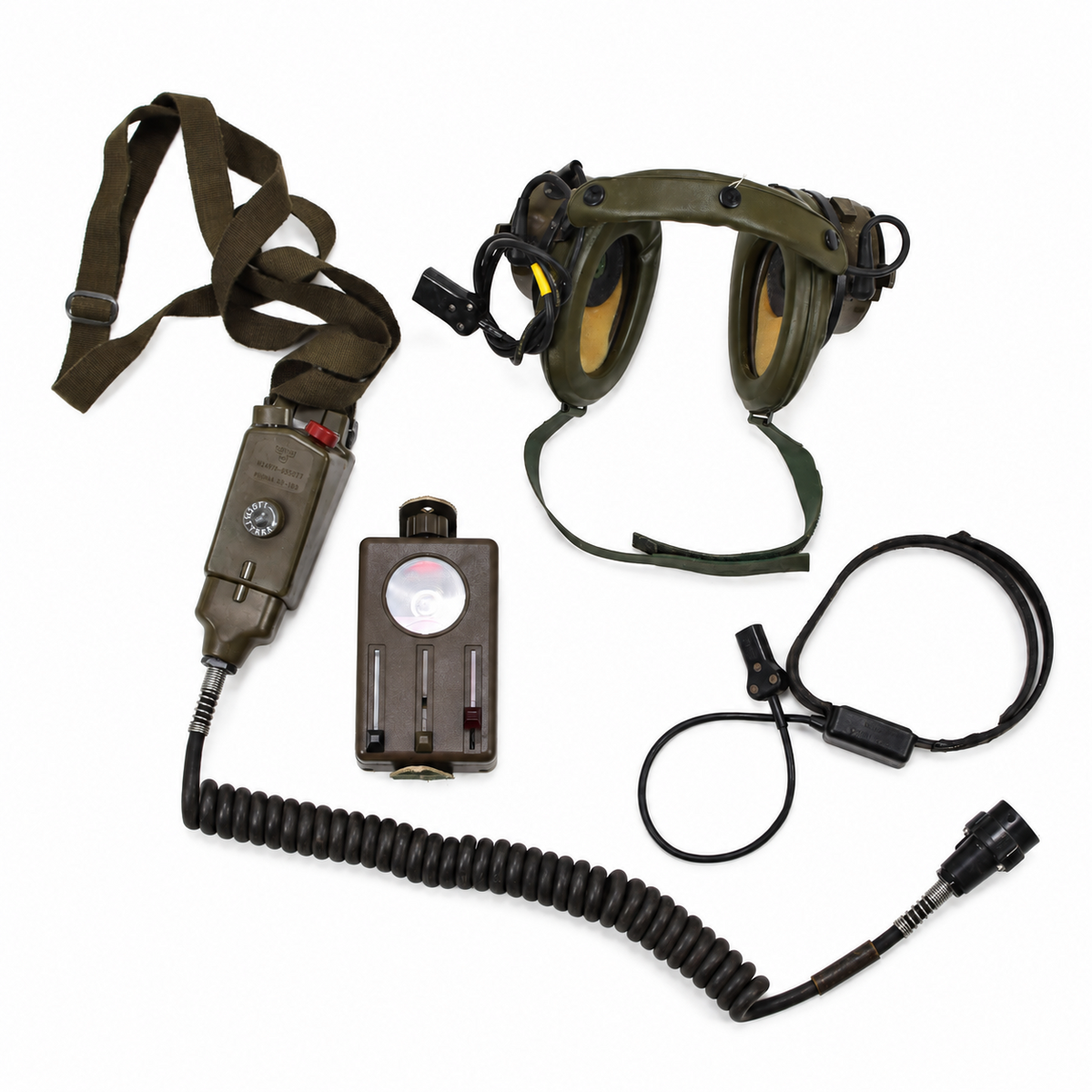 Original brittisk militär Amplivox Aviation Communications Headset Set Vintage
